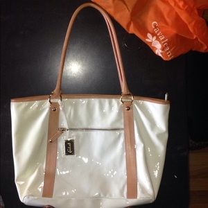 Cavalcanti White Glossy Leather Tote